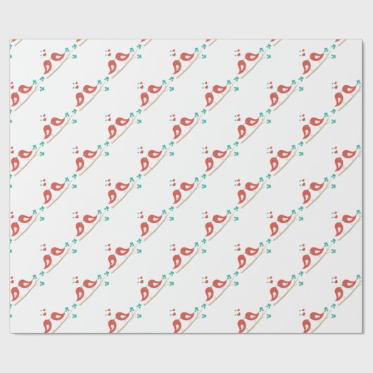 Papier Cadeau Art populaire Inséparable (Plat)