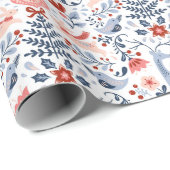 Papier Cadeau Art populaire ornements de Noël (Coin rond)