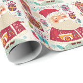 Papier Cadeau Art populaire Santa Claus (Coin rond)