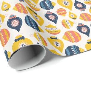 Papier Cadeau Art populaire Sardine Style ornements de Noël