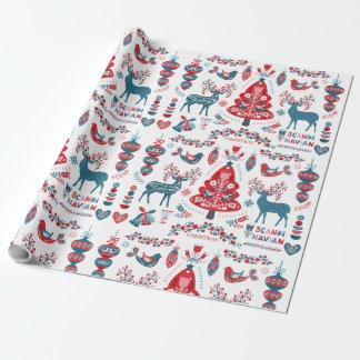 Papier Cadeau art populaire scandinave de noël 