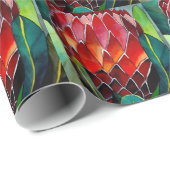 Papier Cadeau Art pour aquarelle original de fleur rouge de (Coin rond)