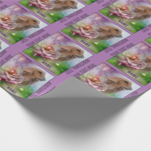 Papier Cadeau Art Rose Imaginaire chien personnalisé (Coin)