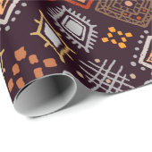 Papier Cadeau Art tribal boho sans couture motif (Coin rond)