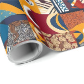 Papier Cadeau Art Tribal Folk Patchwork Cadeaux Africains-Améric (Coin rond)