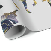 Papier Cadeau Art Unicorne Mandala noir (Coin rond)