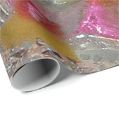 Papier Cadeau Art verre bulle gomme rose bijou Mariage Noël (Coin rond)