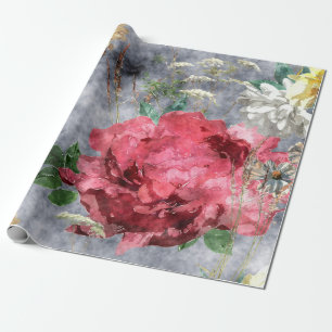 Papier Cadeau art vintage watercolor colorful floral seamless pa
