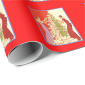 Papier Cadeau ArtDecoLadiesChristmas-GlossyWrapPaper 2' x6'Roll (Coin rond)