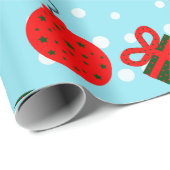 Papier Cadeau Articles de Noël en rouge et vert et noir de neige (Coin rond)