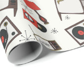 Papier Cadeau Articles ménagers rétro, vintages (Coin rond)