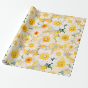 Papier Cadeau Artisan Fleur sauvage Jaune Orange Blanc Joyeux Am
