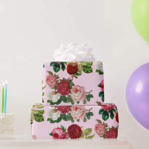 Papier Cadeau Artisanat de découpage de rose rose / botanique vi
