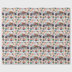 Papier Cadeau Artisanat folklorique fantaisiste Joyeux Anniversa