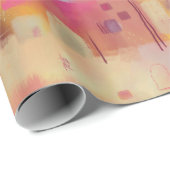 Papier Cadeau Artiste Jaune Abstrait moderne (Coin rond)