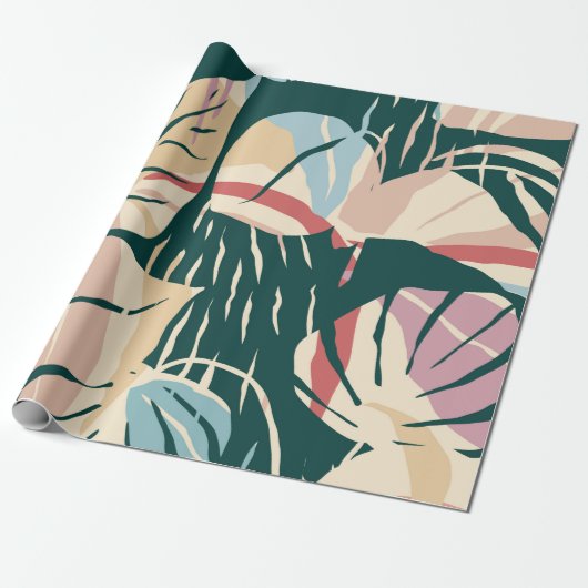 Papier Cadeau Artistic seamless pattern with abstract leaves. Mo (Déroulé)