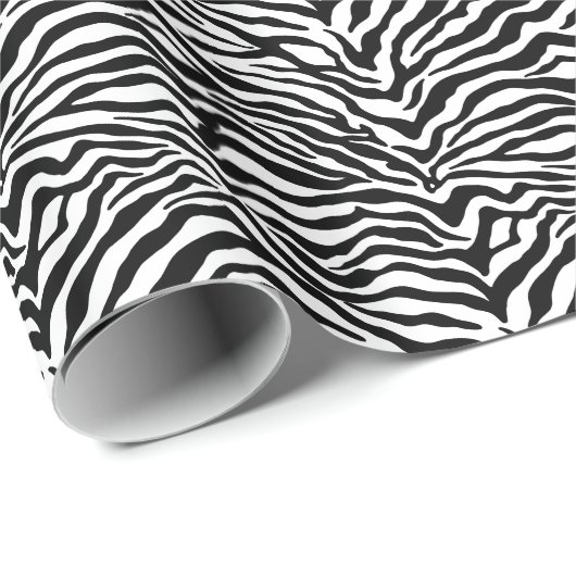 Papier Cadeau Artsy Black White Funky Zebra Imprimer Motif (Coin rond)