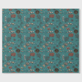 Papier Cadeau Artsy Bleu Baignade Planche Diver Dessin de corail (Plat)