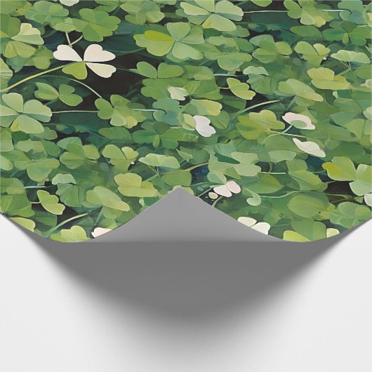 Papier Cadeau Artsy Green Lucky Clover St. Patrick Peint (Coin)