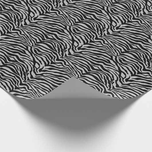 Papier Cadeau Artsy gris clair noir foncé Zebra Imprimer Motif (Coin)