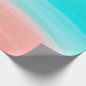 Papier Cadeau Artsy Moderne Corail Bleu Brushstroke Gradient (Coin)