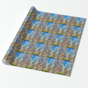 Papier Cadeau Artwork de Pointillisme d'amandiers en fleurs prin