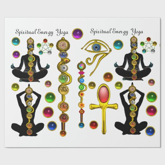 Papier Cadeau ASCLEPIUS ROD 7 CHAKRAS YOGA LOTUS POSE, OEil Horu (Plat)