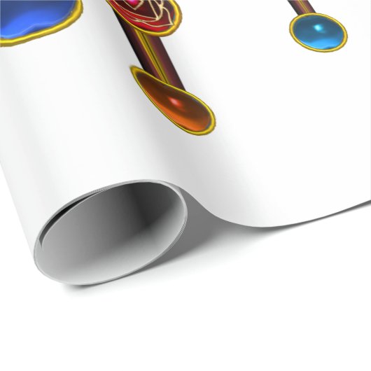 Papier Cadeau ASCLEPIUS ROD 7 CHAKRAS YOGA LOTUS POSE, OEil Horu (Coin rond)