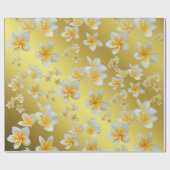 Papier Cadeau asiatique, jaune, blanc, fleur, brillant, or, flor (Plat)