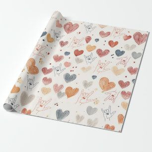 Papier Cadeau ASL "Je t'aime" papier d'emballage, Langue des Sig