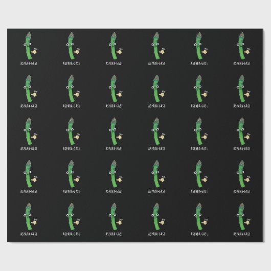 Papier Cadeau Aspara-gaz amusant Asparagus Veggie Pun Dark BG (Plat)