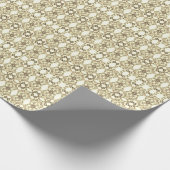 Papier Cadeau Aspect dentelle de fleurs Sépia doré (Coin)