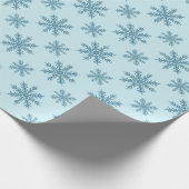 Papier Cadeau Assez rétro motif de flocon de neige aquarelle ble (Coin)