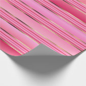 Papier Cadeau Assez rose et rayures d'or (Coin)