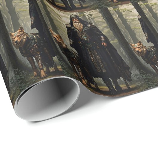 Papier Cadeau Assistant Celtique et toile Wolf Imprimer (Coin rond)