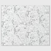 Papier Cadeau Astrologie Élégante Zodiac noir/blanc (Plat)