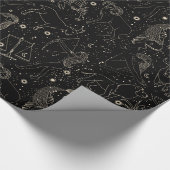 Papier Cadeau Astrologie Élégante Zodiac Noir/Or (Coin)