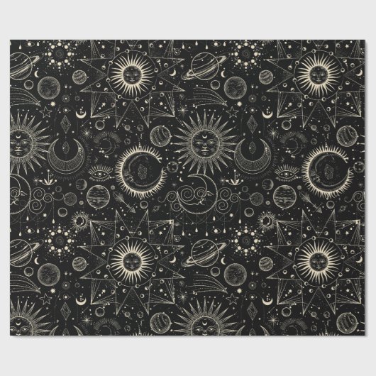 Papier Cadeau Astrologie magique tarot boho céleste (Plat)