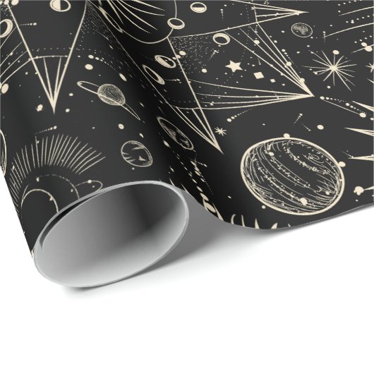 Papier Cadeau Astrologie magique tarot boho céleste (Coin rond)