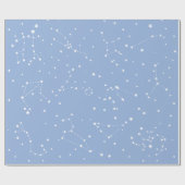 Papier Cadeau Astrologie Pastel Bleu Étoiles Constellation (Plat)