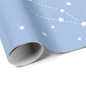 Papier Cadeau Astrologie Pastel Bleu Étoiles Constellation (Coin rond)
