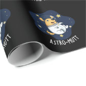Papier Cadeau Astromutt Funny Chien Astronaut Pun Dark BG (Coin rond)