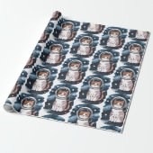 Papier Cadeau Astronaut à chat spatial mignon (Déroulé)