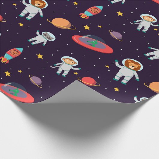 Papier Cadeau Astronaut Animaux Dans Le Motif Spatial I (Coin)