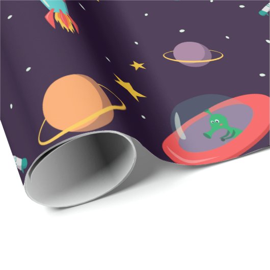 Papier Cadeau Astronaut Animaux Dans Le Motif Spatial I (Coin rond)