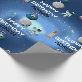 Papier Cadeau Astronaut dans l'espace Galaxie Thème Anniversaire (Coin)