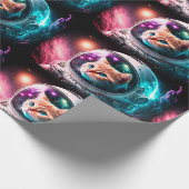 Papier Cadeau Astronaut de chat spatial drôle Kitty Galaxy Unive (Coin)