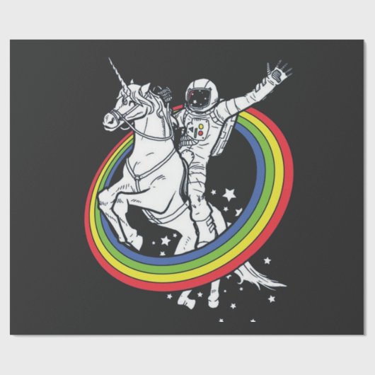 Papier Cadeau Astronaut équitation Unicorn (Plat)