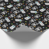 Papier Cadeau Astronaut et Motif spatial de fusée (Coin)