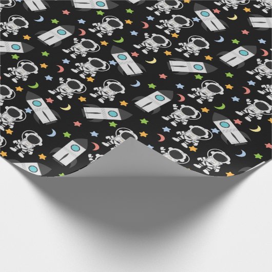 Papier Cadeau Astronaut et Motif spatial de fusée (Coin)